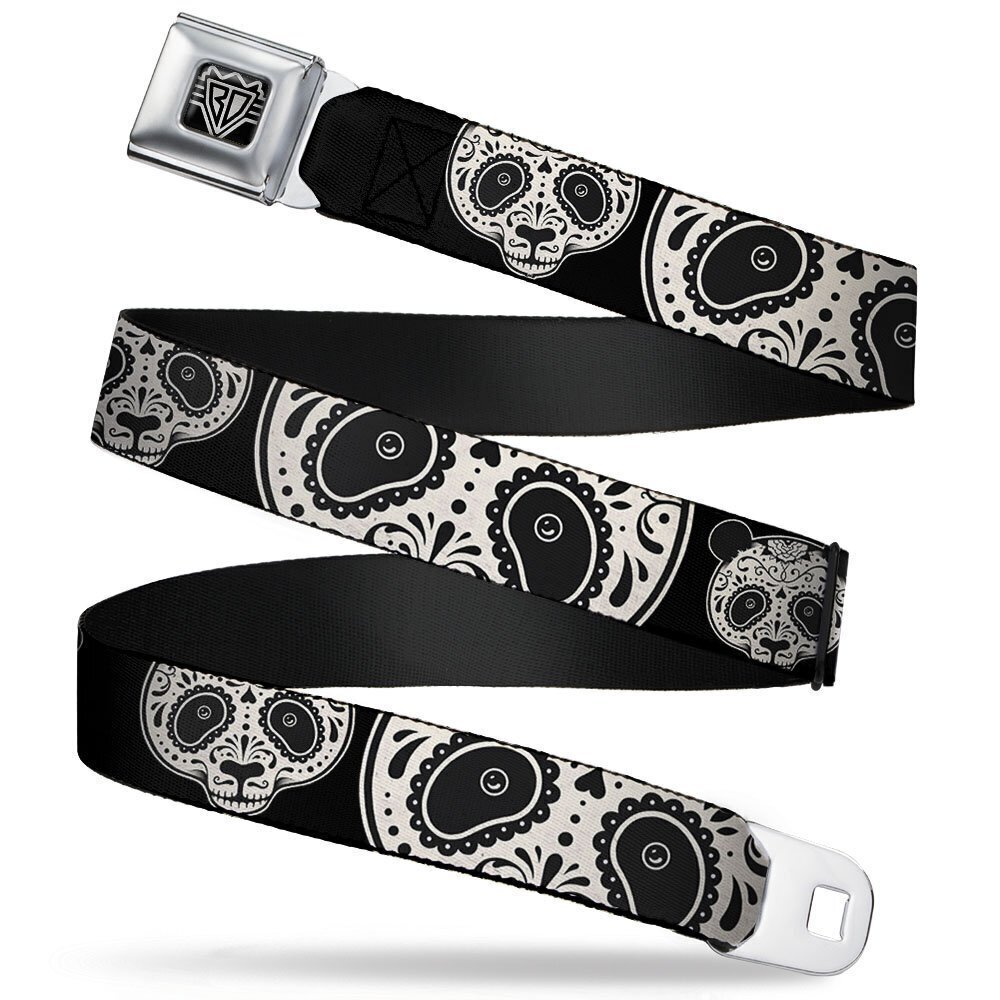 5436 Unisex-Adult's Seatbelt Belt XL, Panda Bear Sugar Skull Close/up